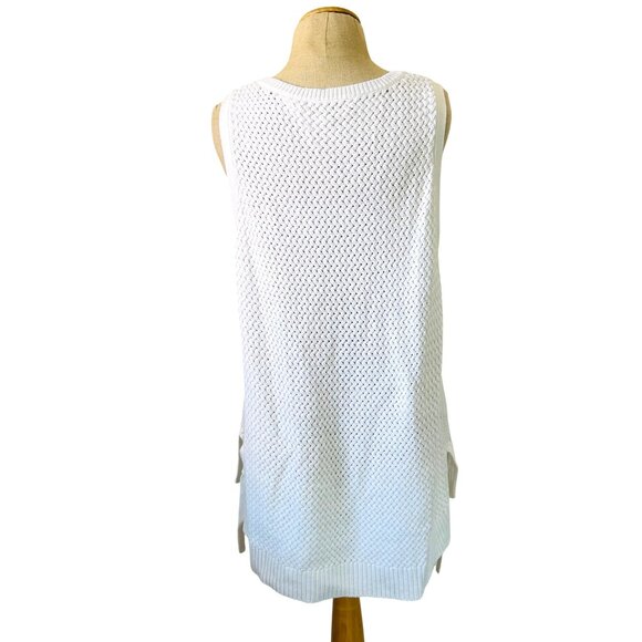 Tommy Bahama XL White Sleeveless Knit Tank Top Textured Design Side Ties - Picture 3 of 11